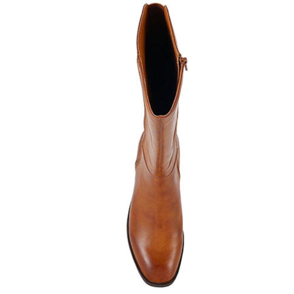 Frye and Co. Women's Lillian Stacked Heel Riding Boots, Various Sizes, Cognac - Picture 6 of 6